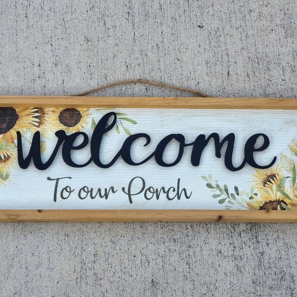 Rectangular Welcome To Our Porch Wooden Sign - Picture 10 of 16